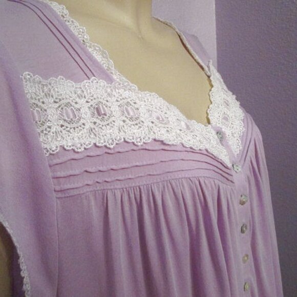 Eileen West LILAC Jersey Knit Size L NIGHTGOWN Ballet LACE Crochet MODAL Stretch - Picture 3 of 12